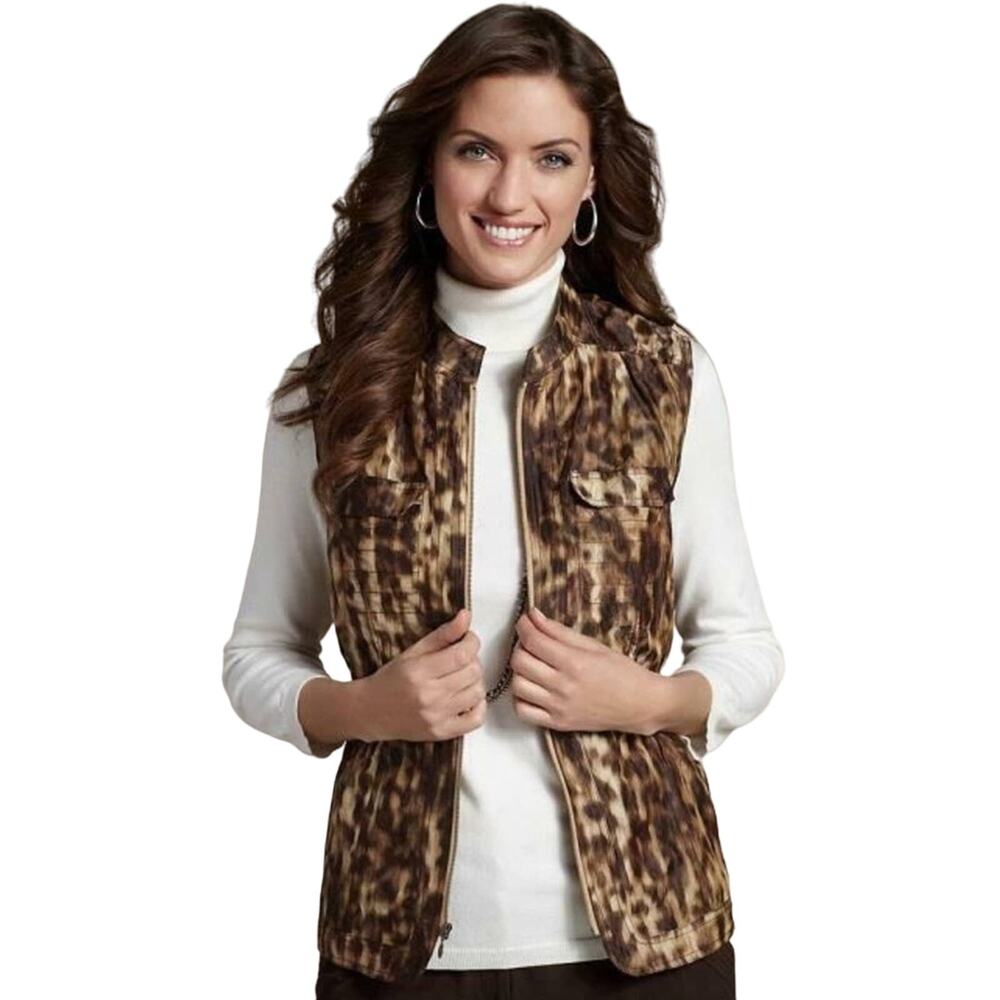 Chico’s Alberta Leopard Animal Print Vest